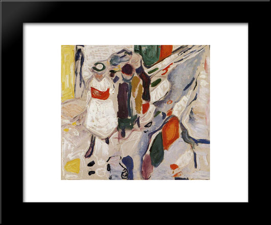 Children In The Street 20x24 Black Modern Wood Framed Art Print Poster by Munch, Edvard