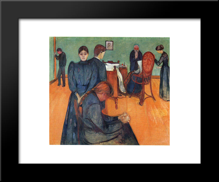 Death In The Sickroom 20x24 Black Modern Wood Framed Art Print Poster by Munch, Edvard