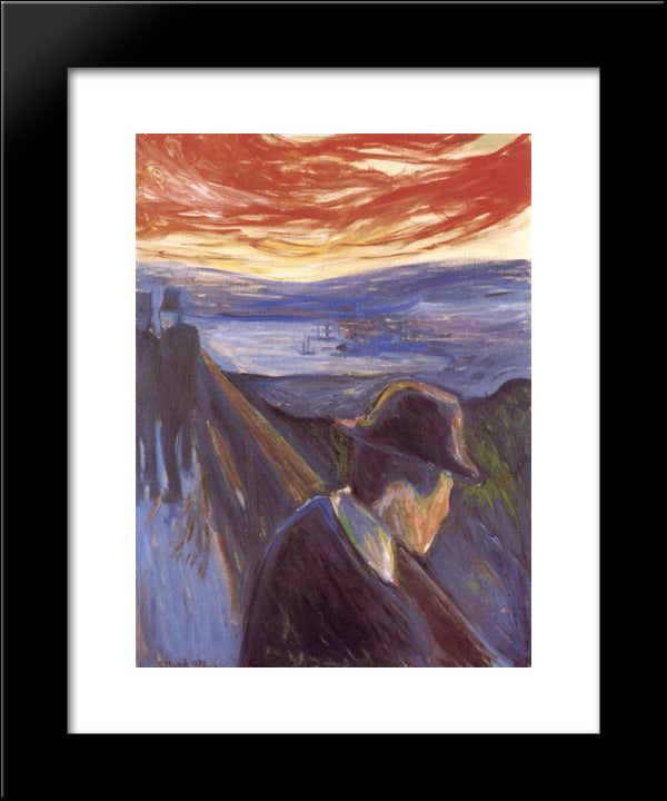 Despair 20x24 Black Modern Wood Framed Art Print Poster by Munch, Edvard