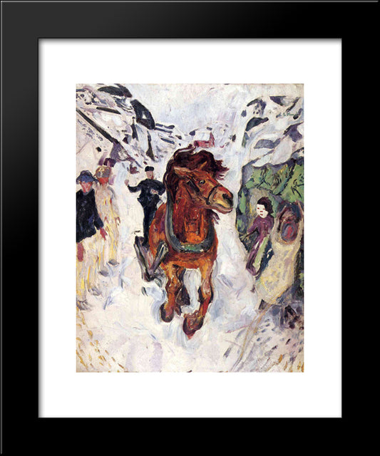 Galloping Horse 20x24 Black Modern Wood Framed Art Print Poster by Munch, Edvard