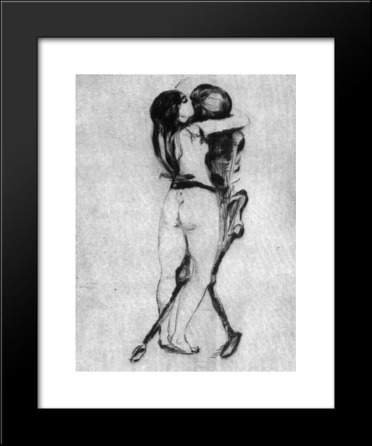 Girl And Death 20x24 Black Modern Wood Framed Art Print Poster by Munch, Edvard