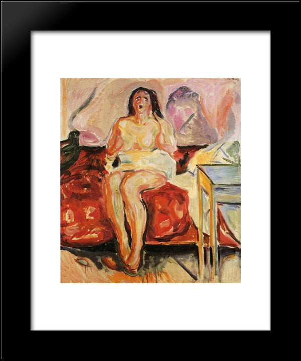 Girl Yawning 20x24 Black Modern Wood Framed Art Print Poster by Munch, Edvard