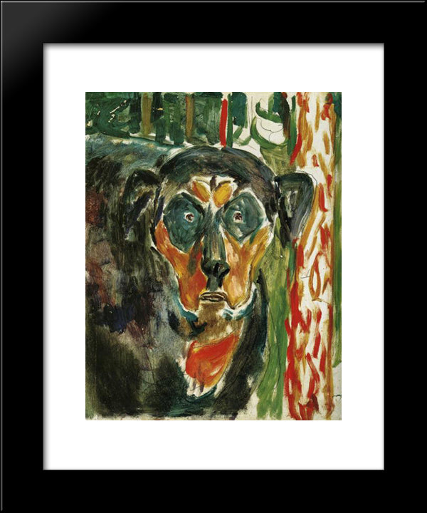 Head Of A Dog 20x24 Black Modern Wood Framed Art Print Poster by Munch, Edvard