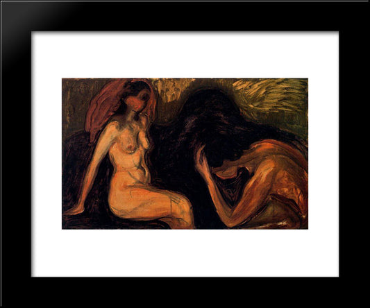 Man And Woman 20x24 Black Modern Wood Framed Art Print Poster by Munch, Edvard