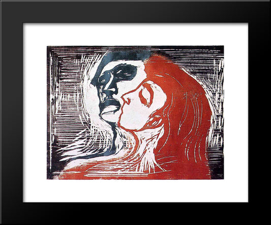 Man And Woman I 20x24 Black Modern Wood Framed Art Print Poster by Munch, Edvard