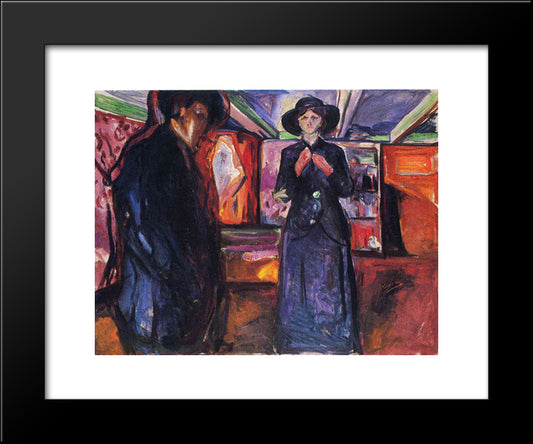 Man And Woman Ii 20x24 Black Modern Wood Framed Art Print Poster by Munch, Edvard