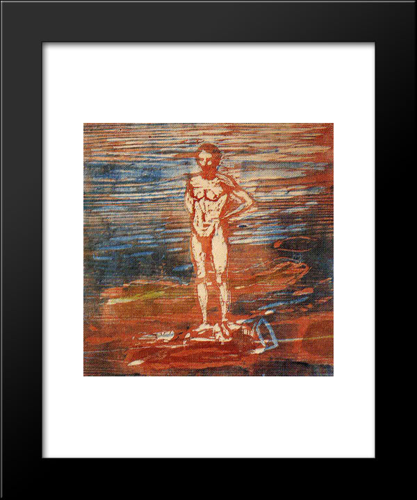 Man Bathing 20x24 Black Modern Wood Framed Art Print Poster by Munch, Edvard