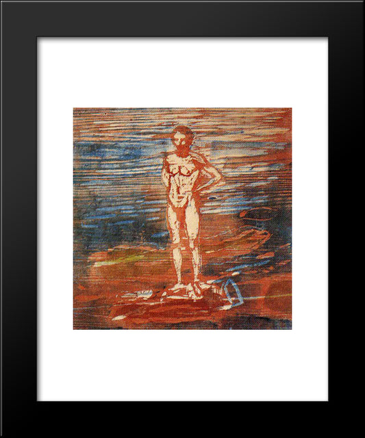 Man Bathing 20x24 Black Modern Wood Framed Art Print Poster by Munch, Edvard