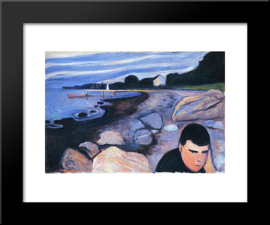 Melancholy 20x24 Black Modern Wood Framed Art Print Poster by Munch, Edvard