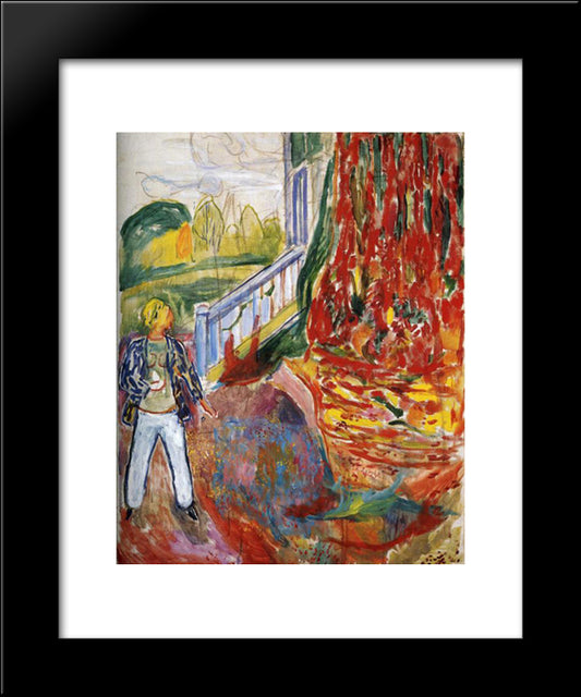 Model In Front Of The Verandah 20x24 Black Modern Wood Framed Art Print Poster by Munch, Edvard