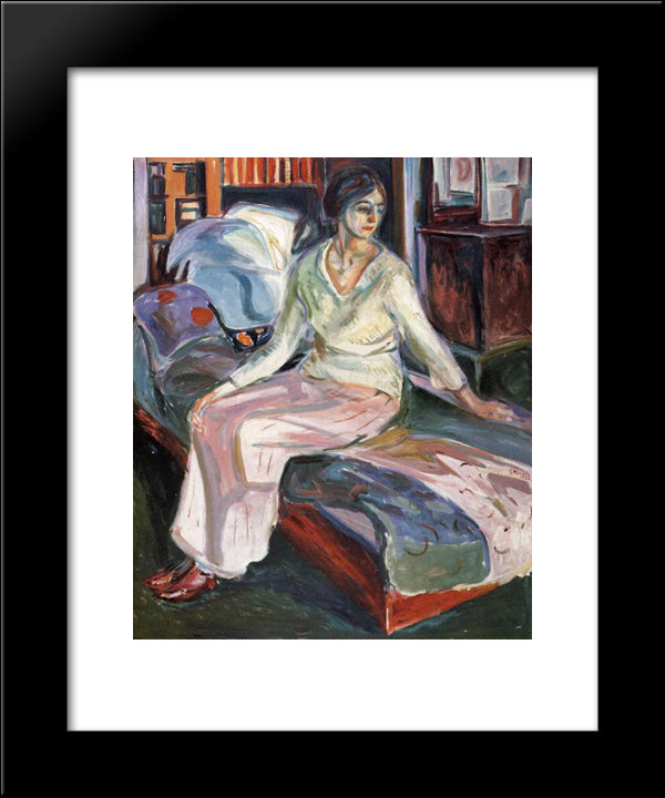 Model On The Couch 20x24 Black Modern Wood Framed Art Print Poster by Munch, Edvard