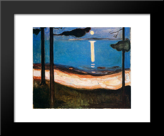 Moon Light 20x24 Black Modern Wood Framed Art Print Poster by Munch, Edvard