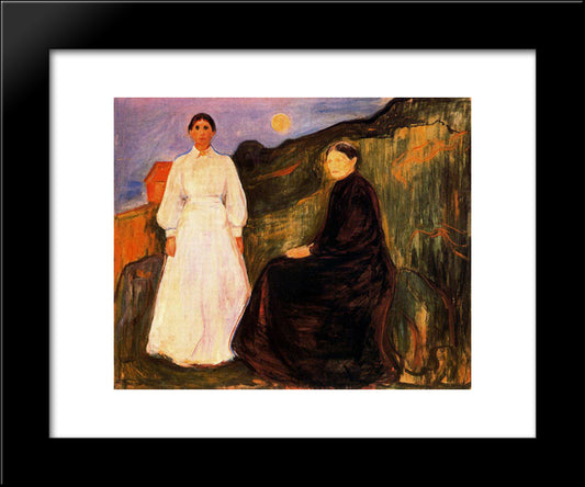 Mother And Daughter 20x24 Black Modern Wood Framed Art Print Poster by Munch, Edvard