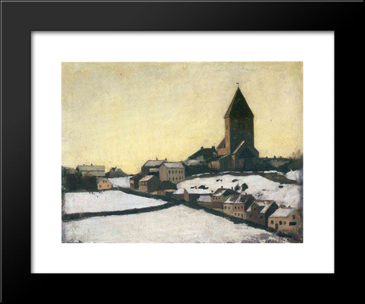 Old Aker Church 20x24 Black Modern Wood Framed Art Print Poster by Munch, Edvard