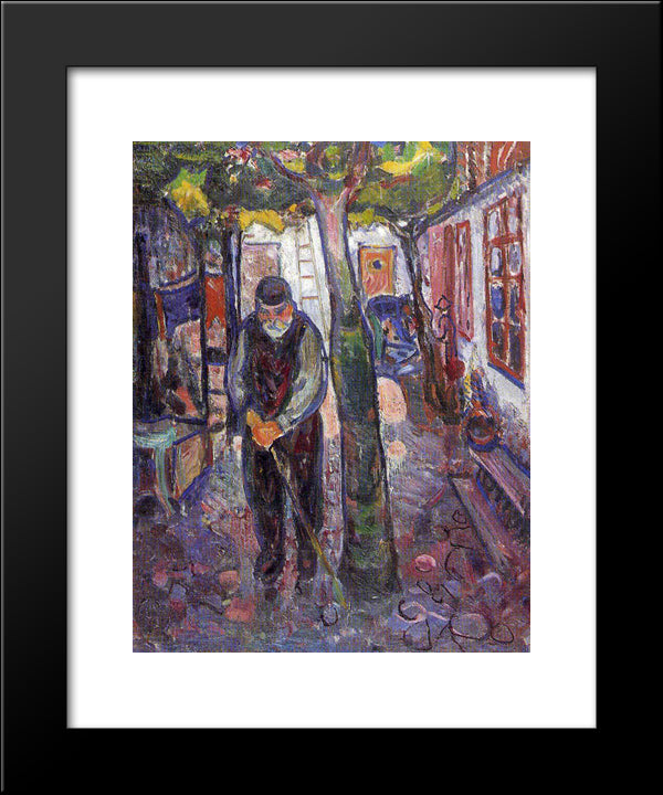 Old Man In Warnemunde 20x24 Black Modern Wood Framed Art Print Poster by Munch, Edvard