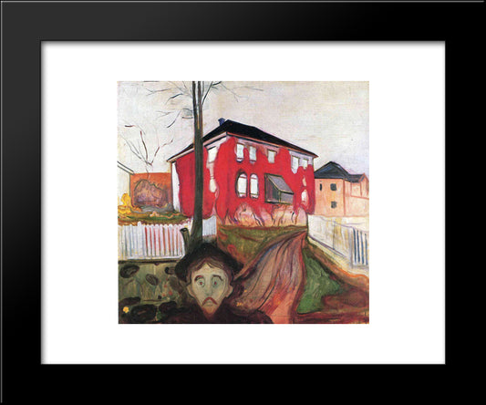 Red Virginia Creeper 20x24 Black Modern Wood Framed Art Print Poster by Munch, Edvard