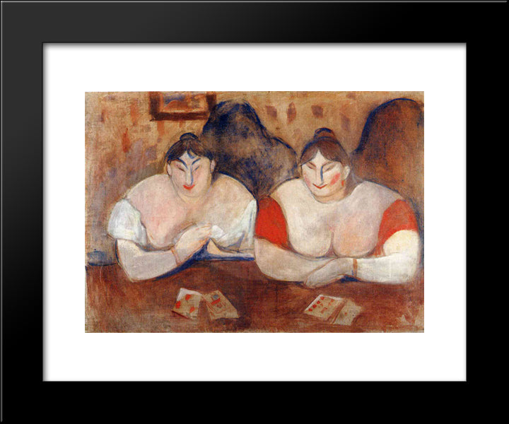 Rose And Amelie 20x24 Black Modern Wood Framed Art Print Poster by Munch, Edvard