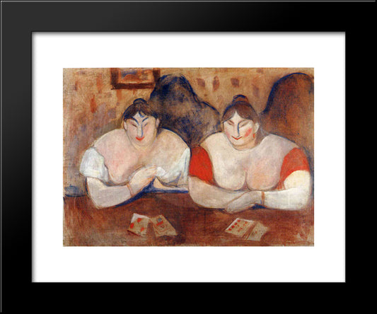 Rose And Amelie 20x24 Black Modern Wood Framed Art Print Poster by Munch, Edvard
