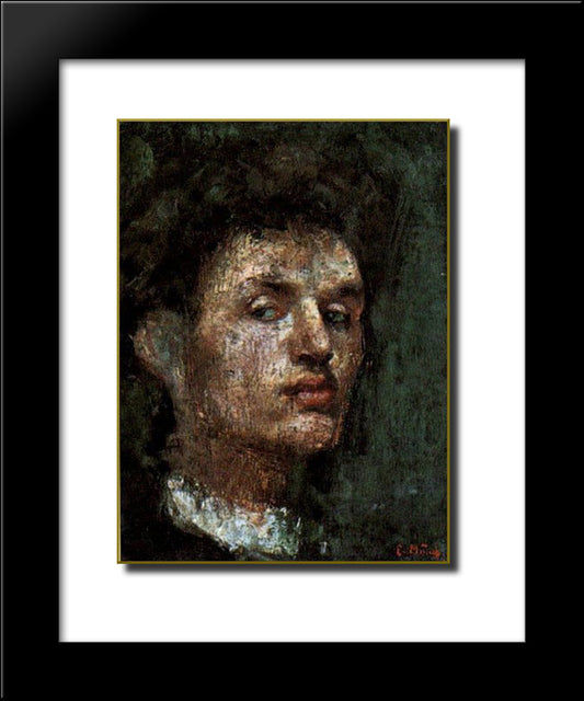 Self Portrait 20x24 Black Modern Wood Framed Art Print Poster by Munch, Edvard
