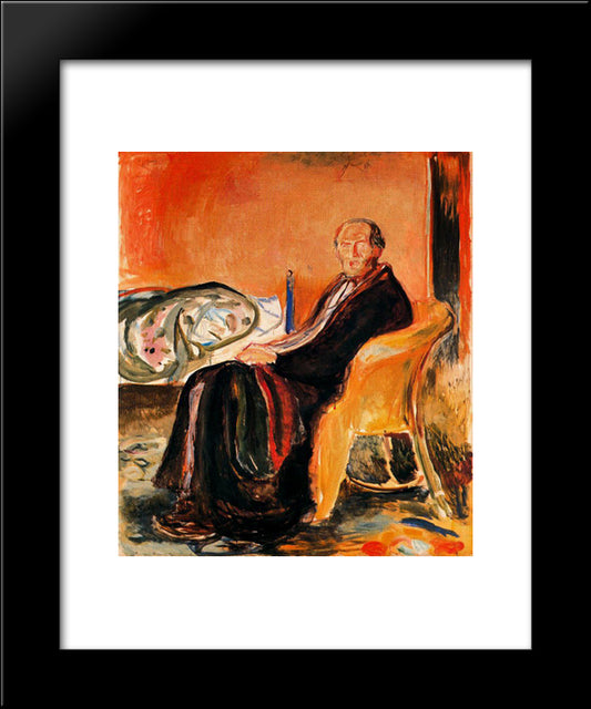Self-Portrait After Spanish Influenza 20x24 Black Modern Wood Framed Art Print Poster by Munch, Edvard
