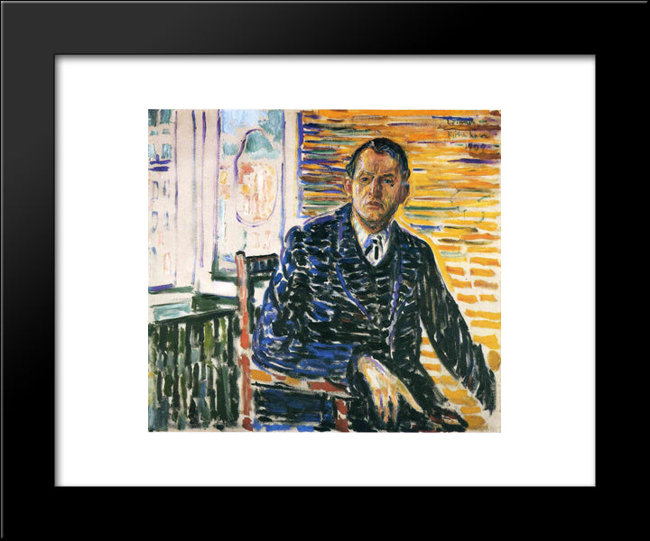 Self-Portrait At Professor Jacobson'S Hospital 20x24 Black Modern Wood Framed Art Print Poster by Munch, Edvard