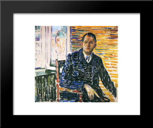 Self-Portrait At Professor Jacobson'S Hospital 20x24 Black Modern Wood Framed Art Print Poster by Munch, Edvard