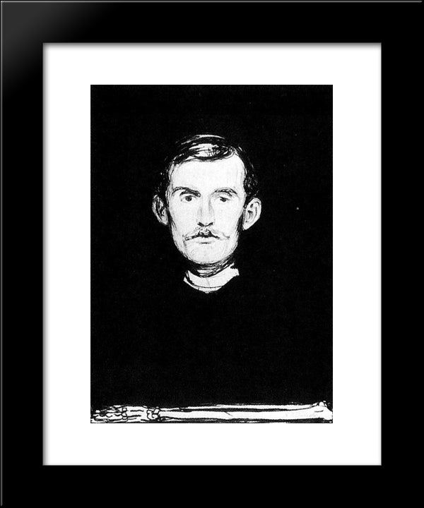 Self-Portrait I 20x24 Black Modern Wood Framed Art Print Poster by Munch, Edvard