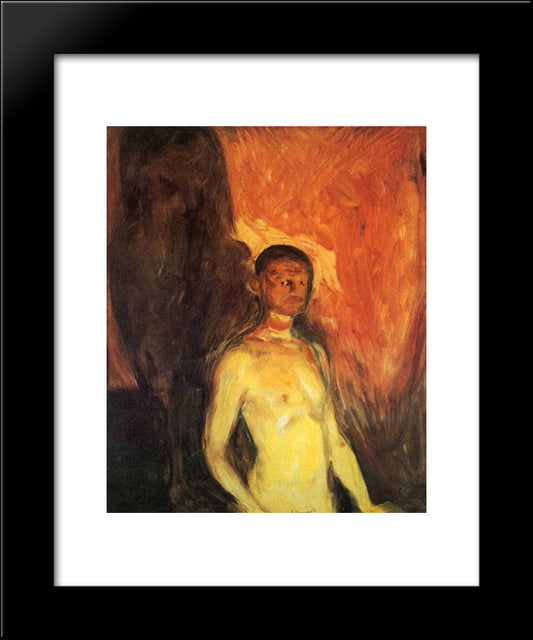 Self-Portrait In Hell 20x24 Black Modern Wood Framed Art Print Poster by Munch, Edvard