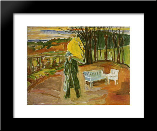 Self-Portrait In The Garden, Ekely 20x24 Black Modern Wood Framed Art Print Poster by Munch, Edvard