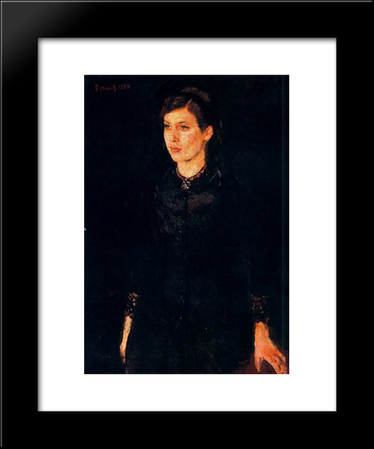 Sister Inger 20x24 Black Modern Wood Framed Art Print Poster by Munch, Edvard