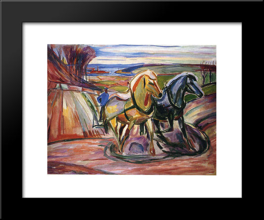 Spring Plowing 20x24 Black Modern Wood Framed Art Print Poster by Munch, Edvard