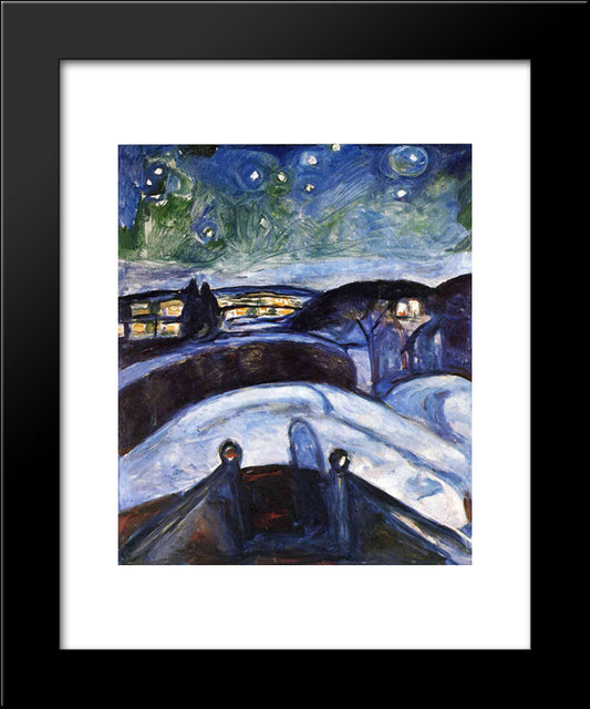 Starry Night 20x24 Black Modern Wood Framed Art Print Poster by Munch, Edvard