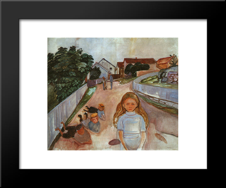 Street In Asgardstrand 20x24 Black Modern Wood Framed Art Print Poster by Munch, Edvard