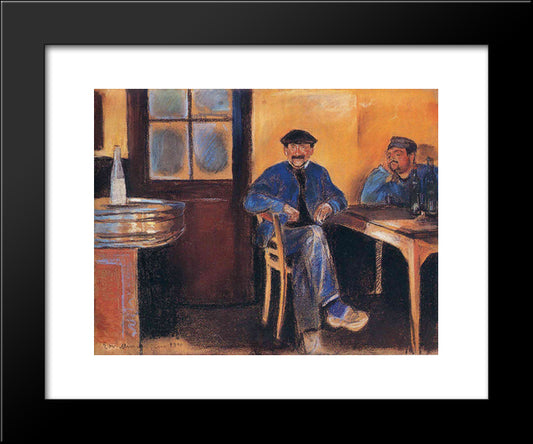 Tavern In St. Cloud 20x24 Black Modern Wood Framed Art Print Poster by Munch, Edvard