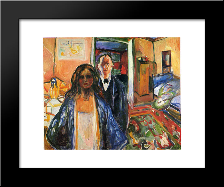 The Artist And His Model 20x24 Black Modern Wood Framed Art Print Poster by Munch, Edvard