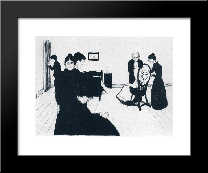 The Death Chamber 20x24 Black Modern Wood Framed Art Print Poster by Munch, Edvard