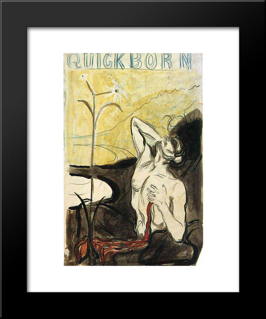 The Flower Of Pain 20x24 Black Modern Wood Framed Art Print Poster by Munch, Edvard