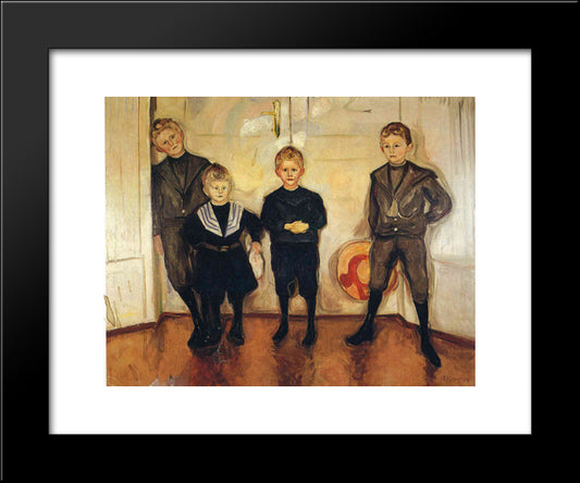 The Four Sons Of Dr. Linde 20x24 Black Modern Wood Framed Art Print Poster by Munch, Edvard