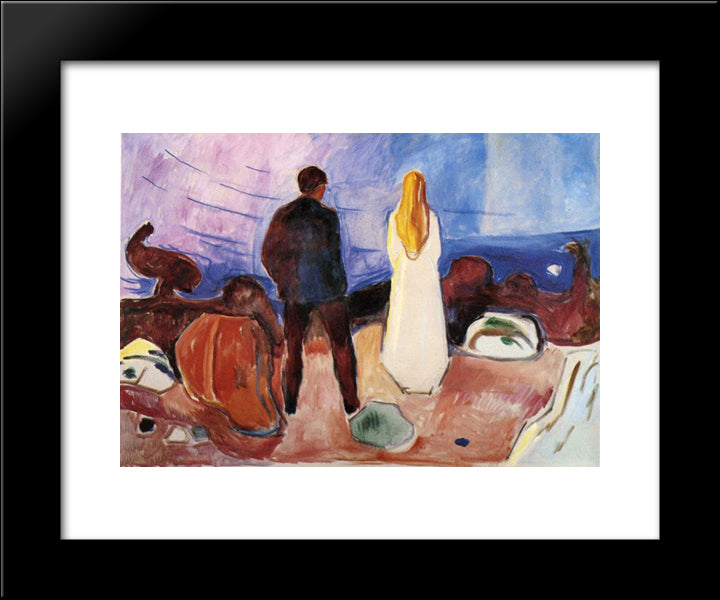 The Lonely Ones 20x24 Black Modern Wood Framed Art Print Poster by Munch, Edvard