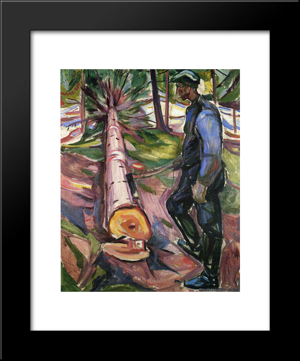 The Lumberjack 20x24 Black Modern Wood Framed Art Print Poster by Munch, Edvard