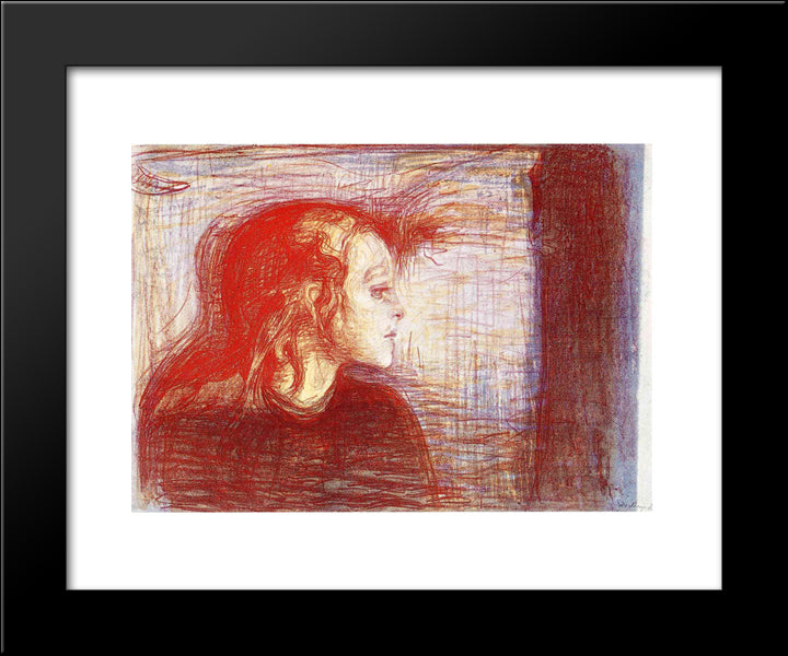 The Sick Child Ii 20x24 Black Modern Wood Framed Art Print Poster by Munch, Edvard