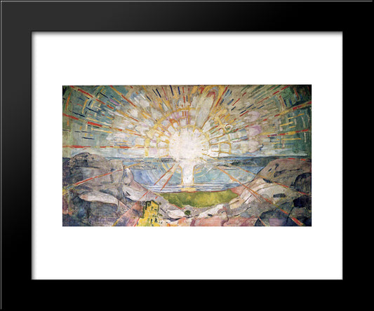 The Sun 20x24 Black Modern Wood Framed Art Print Poster by Munch, Edvard