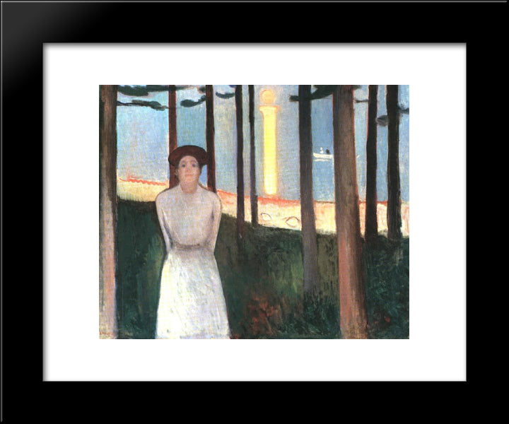 The Voice 20x24 Black Modern Wood Framed Art Print Poster by Munch, Edvard