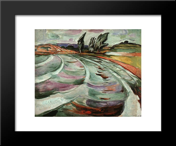 The Wave 20x24 Black Modern Wood Framed Art Print Poster by Munch, Edvard