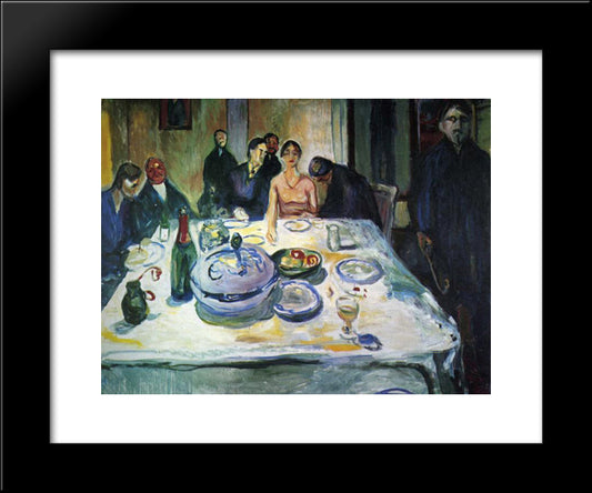 The Wedding Of The Bohemian, Munch Seated On The Far Left 20x24 Black Modern Wood Framed Art Print Poster by Munch, Edvard