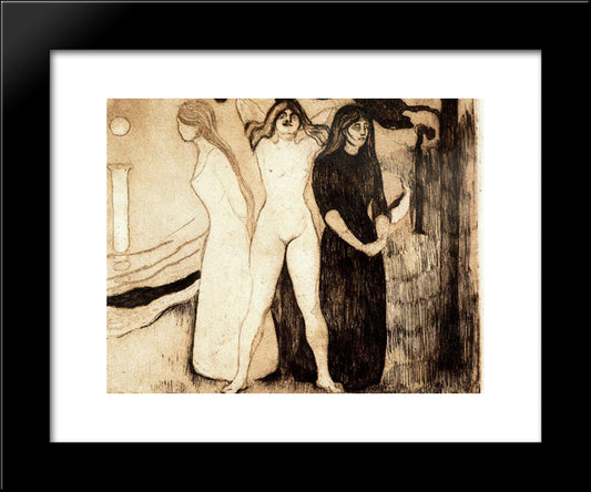 The Women 20x24 Black Modern Wood Framed Art Print Poster by Munch, Edvard