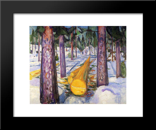 The Yellow Log 20x24 Black Modern Wood Framed Art Print Poster by Munch, Edvard