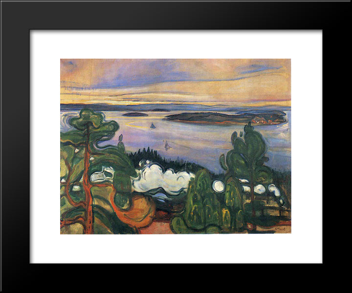 Train Smoke 20x24 Black Modern Wood Framed Art Print Poster by Munch, Edvard