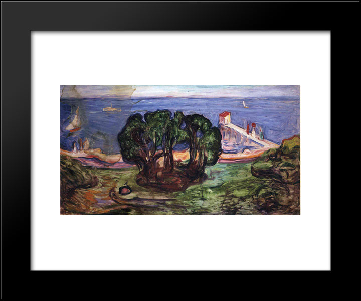 Trees On The Shore 20x24 Black Modern Wood Framed Art Print Poster by Munch, Edvard