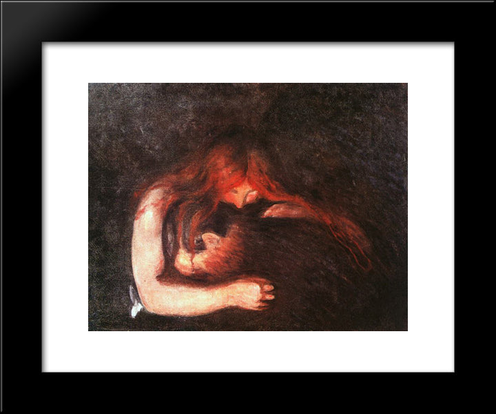 Vampire 20x24 Black Modern Wood Framed Art Print Poster by Munch, Edvard